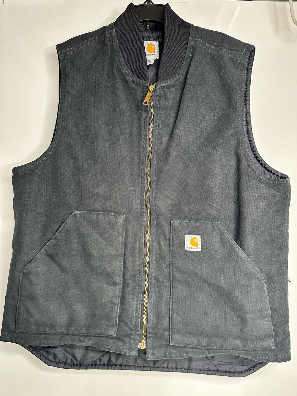 Carhartt V01  Quilt Lined Cotton Duck Canvas Vest Black V01-BLK Men's sz L Tall.